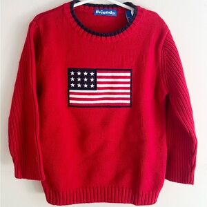 Kids Red American Flag USA 100% Cotton Sweater Size S (4)